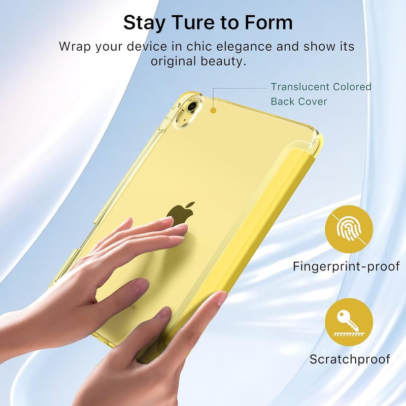 MoKo for iPad (A16) 11th Generation Case 11 Inch 2025, iPad 10th Generation Case 10.9 Inch 2022 with Pencil Holder, Slim Light Trifold Protective Cover with Hard PC Translucent Back Shell, Yellow - Image 5
